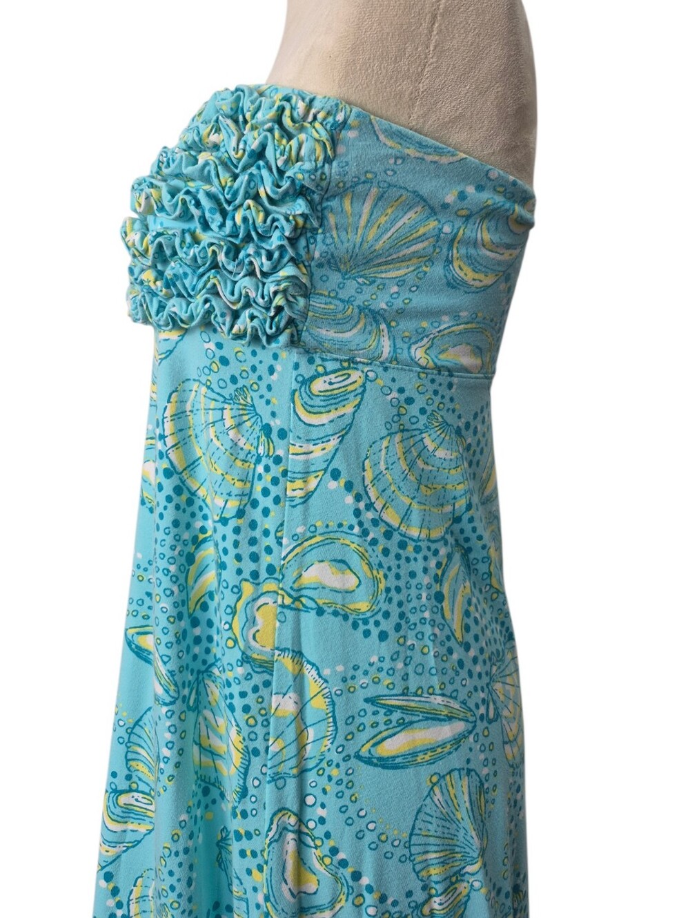 Lilly Pulitzer Strapless Ruffled Bodice Shell Print Maxi Dress M Coastal Resort - Picture 12 of 14